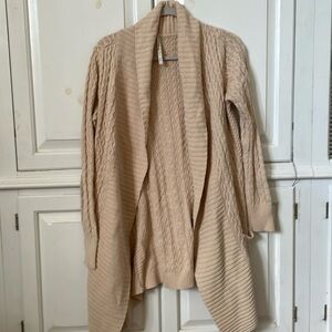 Leo & Nicole women’s beige long knit open cardigan size small